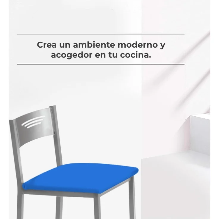 ASTIMESA - Hohe Küchenhocker mit Rückenlehne - Gestell aus Aluminium und Sitzfläche aus Kunstleder - Farbe des Sitzes: Blau, Lieferumfang: 1 Stück, Maße: 90 cm (Gesamthöhe) – Bild 3