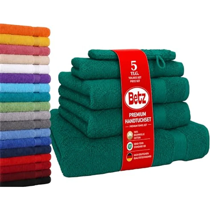 Betz Handtuch Set 5-TLG. Premium 1 Duschtuch 2 Handtücher 1 Gästetuch 1 Waschhandschuh, 100% Baumwolle – Bild 2