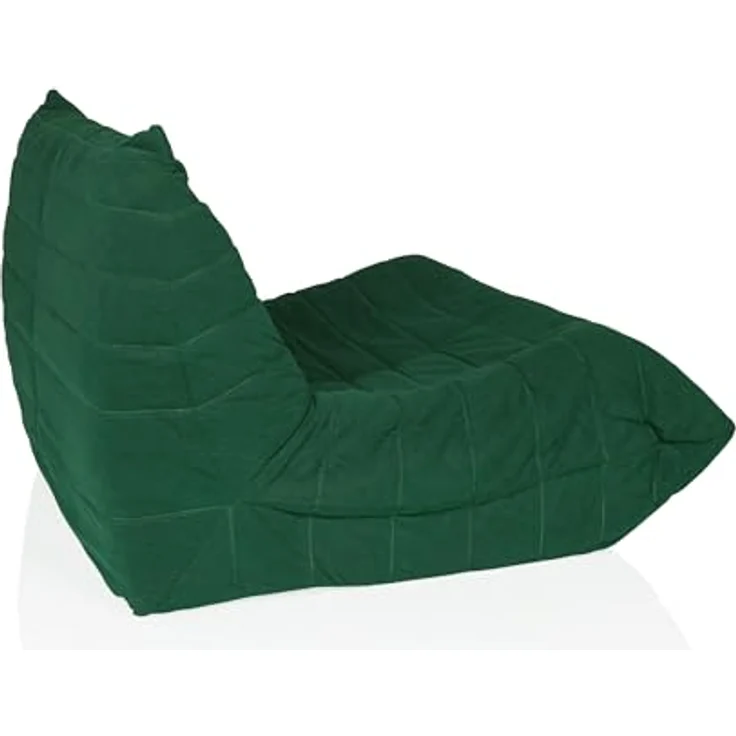 hjh LIVING Sitzsack Bodensofa mit Rückenlehne SITZOLO Bequemer Bodenstuhl Sessel für Schlafzimmer Wohnzimmer, Cord-Stoff Dunkelgrün – Bild 8