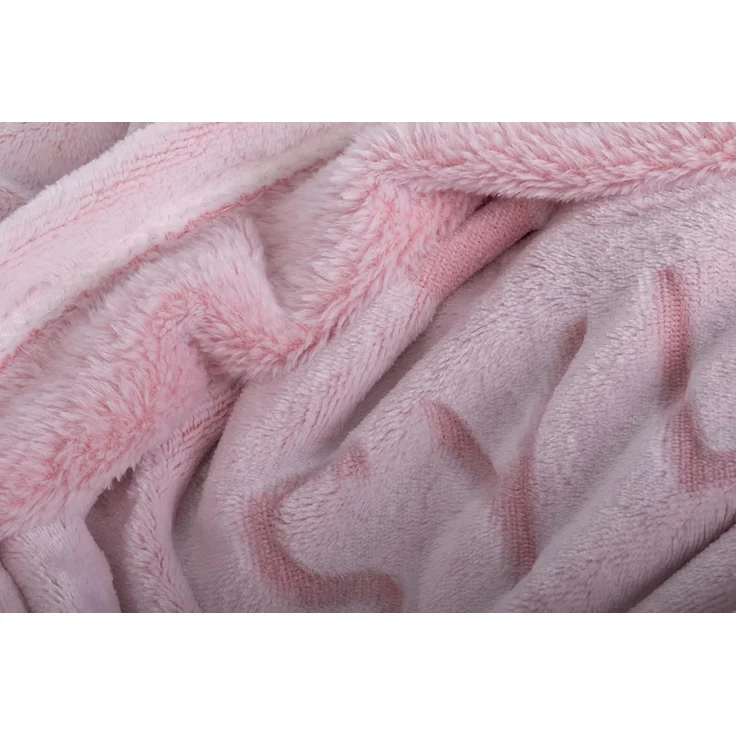 Sansibar 'Sylt' Wohndecke im Hochtief Design, Mikrofaserfleece weiß / rosa, 150x200 cm – Bild 5