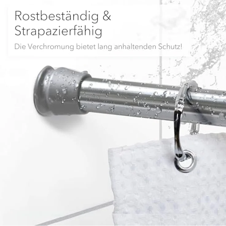 tinycurtains Klemmstange Teleskopstange 70-120 cm oder 111-200 cm Vorhangstange ohne Bohren, Ø 0.22 mm, 1-läufig, ausziehbar, klemmbar, Duschvorhangstange, Badstange, Gardinenstange, Metall, Klemmstange, stufenlos verstellbar, rostfrei, Stange für Türv... – Bild 10