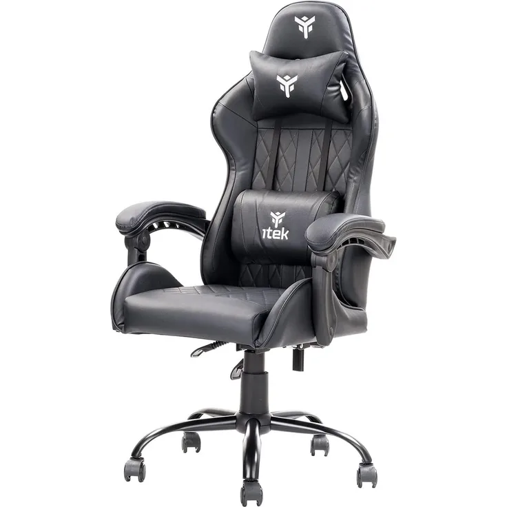 iTek Gaming Chair Rhombus PF10, Polyvinylchlorid, Schwarz, Normale