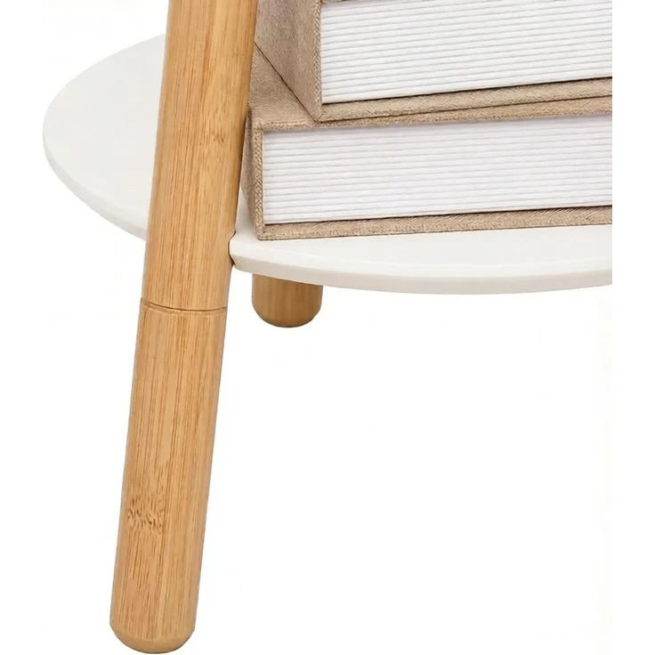 Garderobenständer 39,5x39,5x171 cm mit 5 Haken und runden Ablagen, Bambus/Weiß – Bild 9