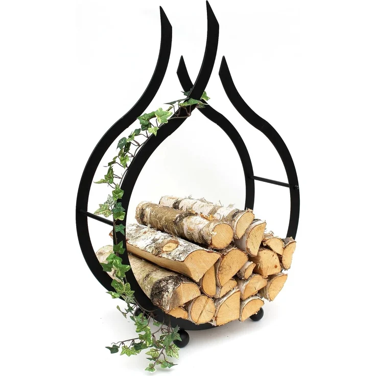 Kaminholzregal Flamme Kaminholzständer 78 cm Holzkorb Kaminholzhalter Holzregal – Bild 7