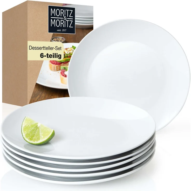 Moritz & Moritz BASIC 6tlg Dessertteller Set weiß – Bild 1