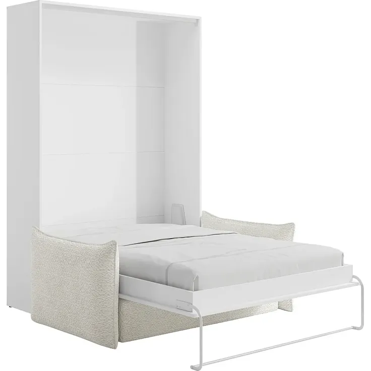Vente-unique - BEGANIO Bett Holz, Platte BeigeWeiß - B 141 cm239,2 cm x H 225 cm x L 188 cm – Bild 2