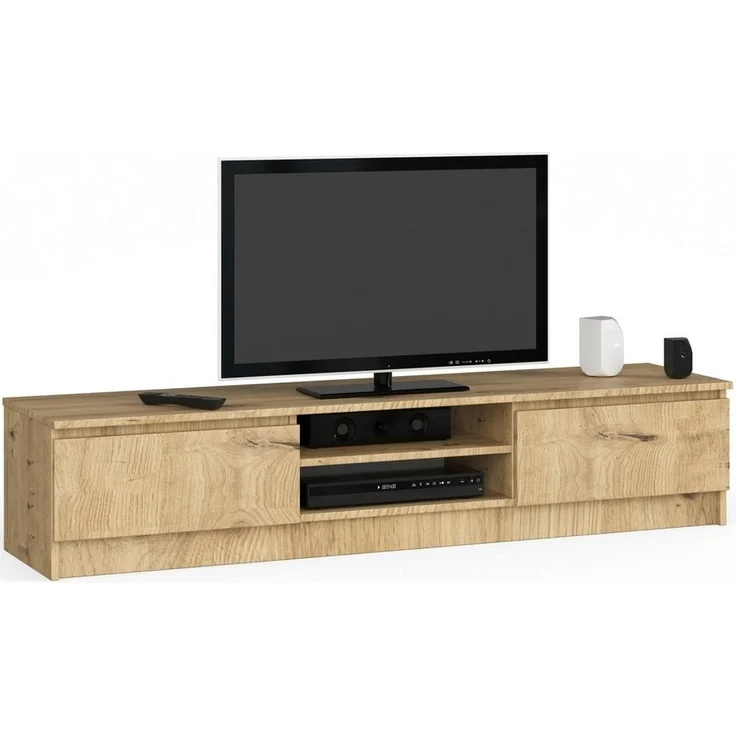 Home Collective TV-Schrank 160cm breit mit zwei Türen und zwei offenen Regalen, moderner Lowboard, Wohnzimmer Schlafzimmer in artisan Eiche – Bild 1