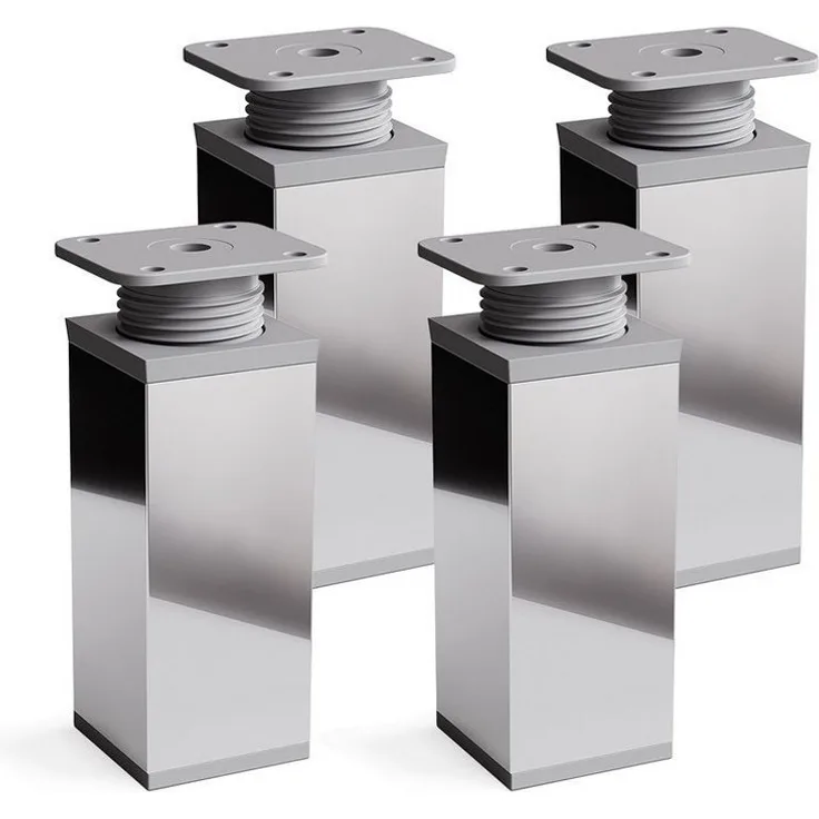 sossai® Möbelfuß Design-Möbelfüße, 4er & 8er Set, höhenverstellbar MFV1, Farbe: Chrom, (4-St), Farbe: Chrom