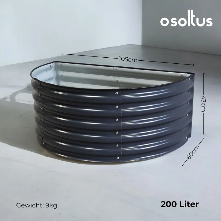 osoltus Hochbeet Gartenbeet Pflanzbeet halbrund aus Metall 105 x 60 x 43 cm – Bild 3