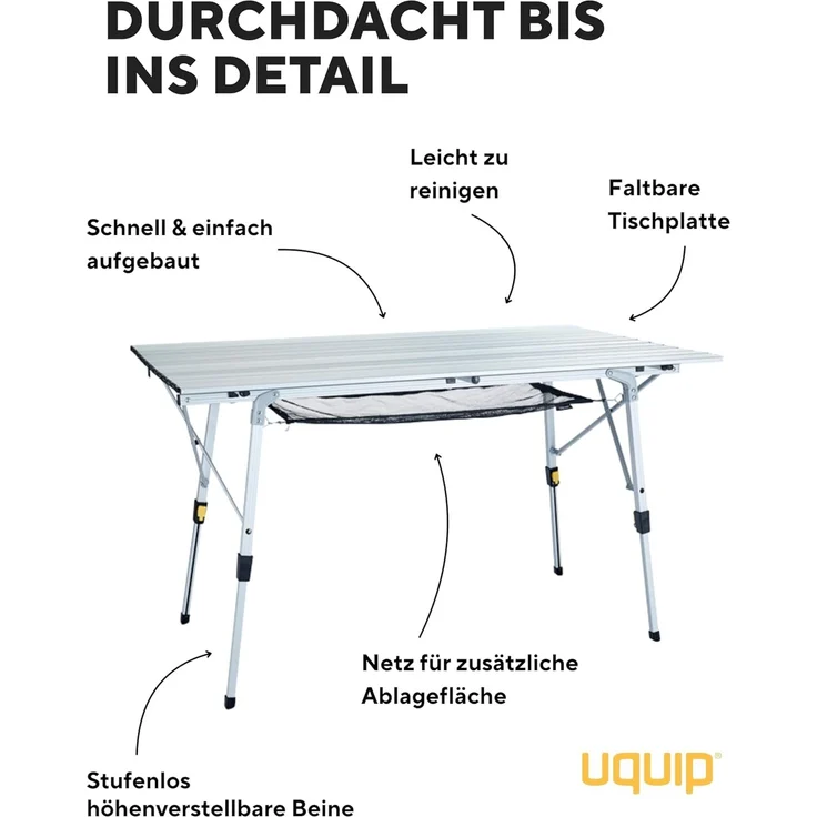 Uquip Variety L Falttisch, 120x70 cm, silber – Bild 5