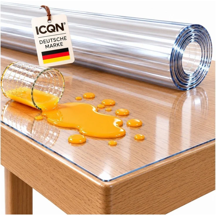 ICQN Tischdecke Transparente PVC Tischschutzfolie 2 mm, kratzfest & hitzebeständig – Bild 1