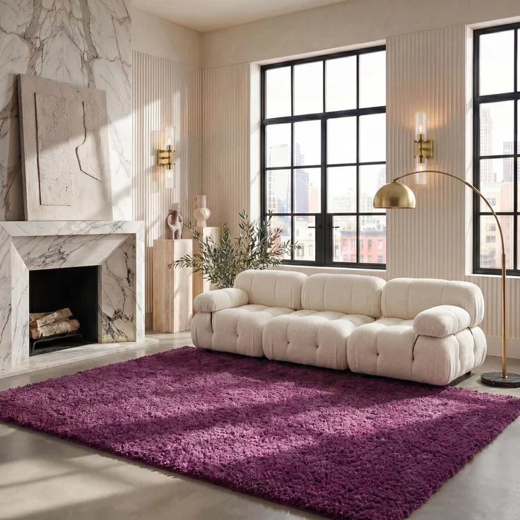SAFAVIEH Zottelig Teppich für Wohnzimmer, Esszimmer, Schlafzimmer - August Shag Collection, Kurzer Flor, Lila, 244 X 305 cm