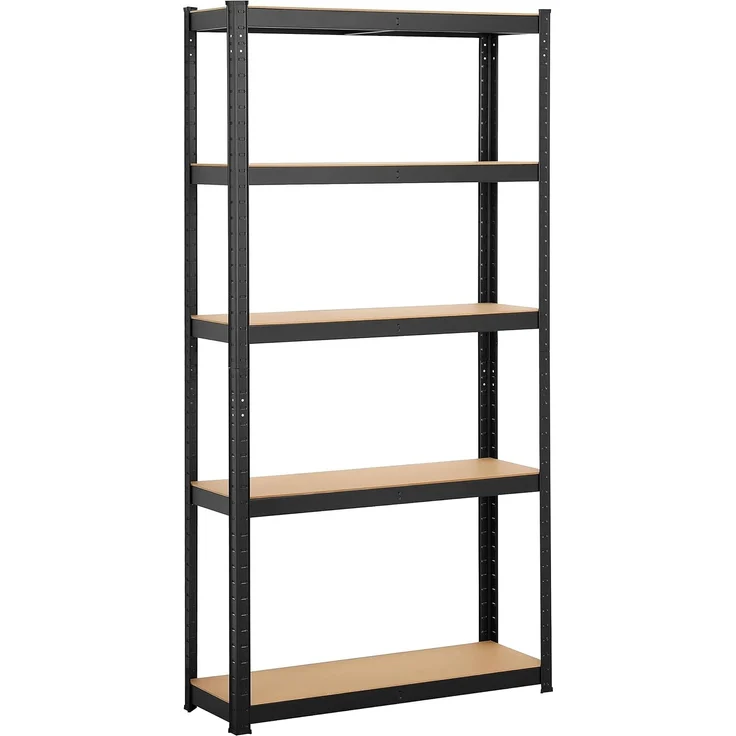 Yaheetech Lagerregal Schwerlastregal mit verstellbaren MDF-Böden, Organizer Regale für Garage, Wohnzimmer, Küche, Kellerraum 90 x 30 x 180 cm/schwarz