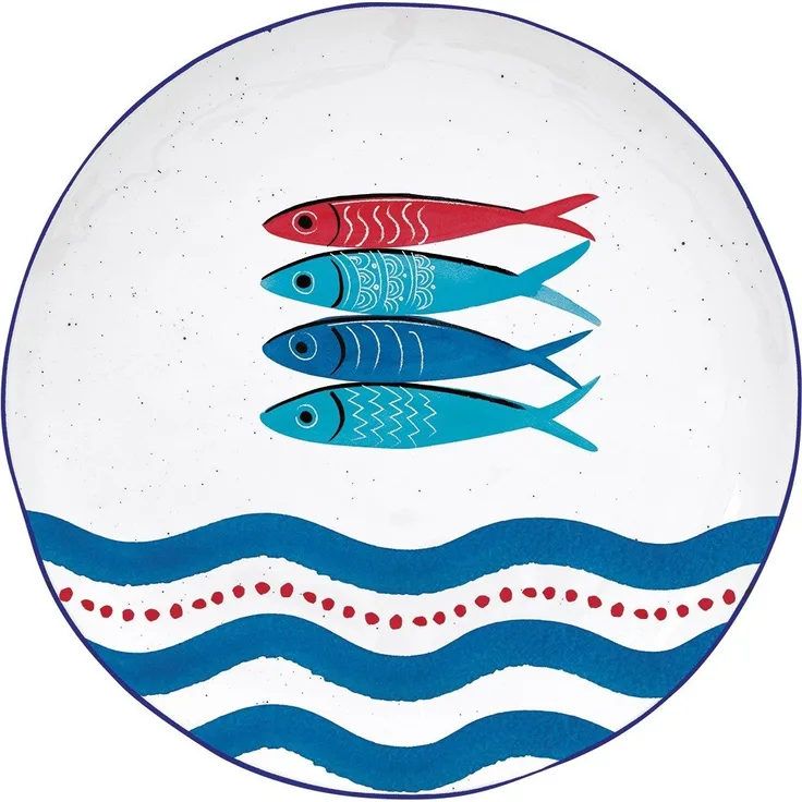 EasyLife Speiseteller Sardines Party, Spülmaschinengeeignet, Mehrfarbig, Motiv: Fische