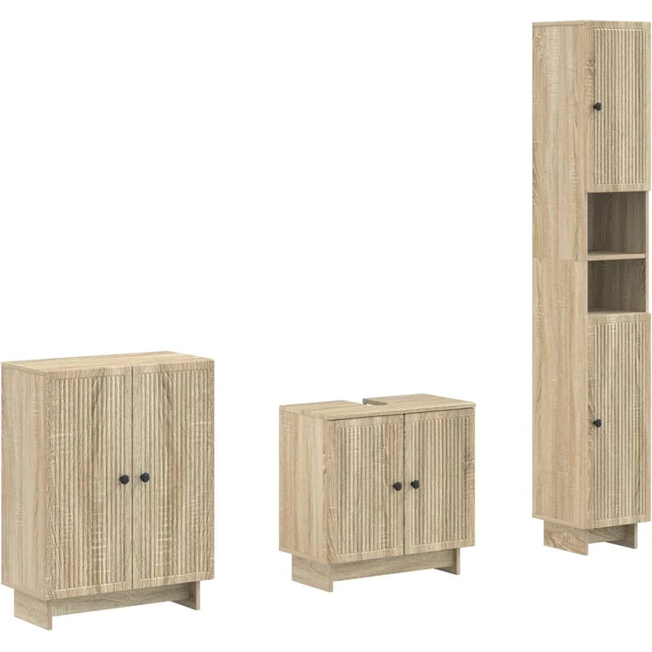 vidaXL 3-teiliges Badezimmer-Schranksystem EDE Sonoma-Eiche 3417416 – Bild 4