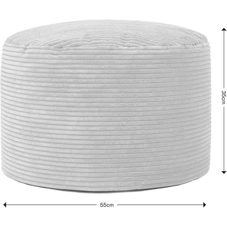 Icon Frankie Hocker, Dunkelgrau, Flauschiger Cord Stoff, Sitzsack Cord, Sitzpuff Hocker mit Füllung, Fußhocker für das Wohnzimmer, Deko Wohnzimmer – Bild 3