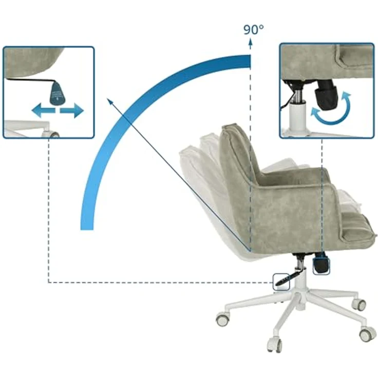 hjh LIVING Homeoffice Stuhl gepolstert SOLAO Life W Schreibtischstuhl Drehstuhl höhenverstellbar, Stoffbezug Grau – Bild 5