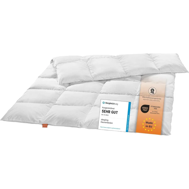 sleepling Daunenbettdecke Komfort Daunendecke, Füllung: 90% Daunen, 10% Federn, Bezug: 100% Baumwolle, waschbar bei 60°C, 5 Wärmeklassen, für Allergiker geeignet NOMITE – Bild 1