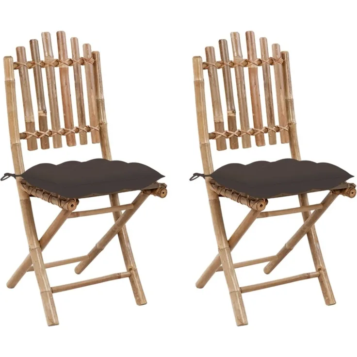 vidaXL Klappbare Gartenstühle 2 Stk. mit Kissen Bambus 3064010