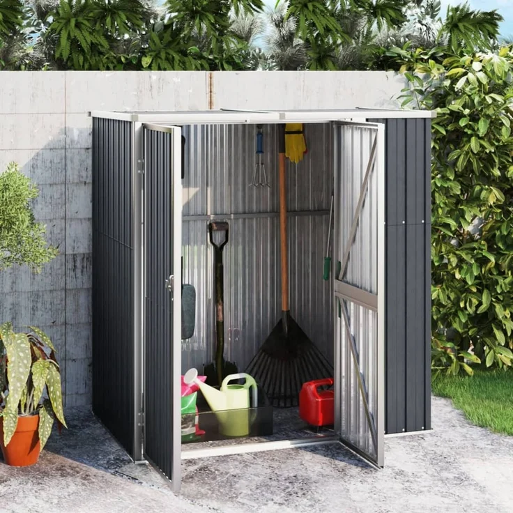 vidaXL Gerätehaus Anthrazit 161x89x161 cm Verzinkter Stahl 316211 – Bild 1