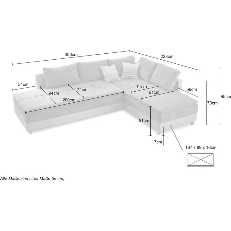 Ecksofa-Dauerschläfer Doppelbett Federkern Bettkasten Couch in Anthrazit Grau – Bild 8