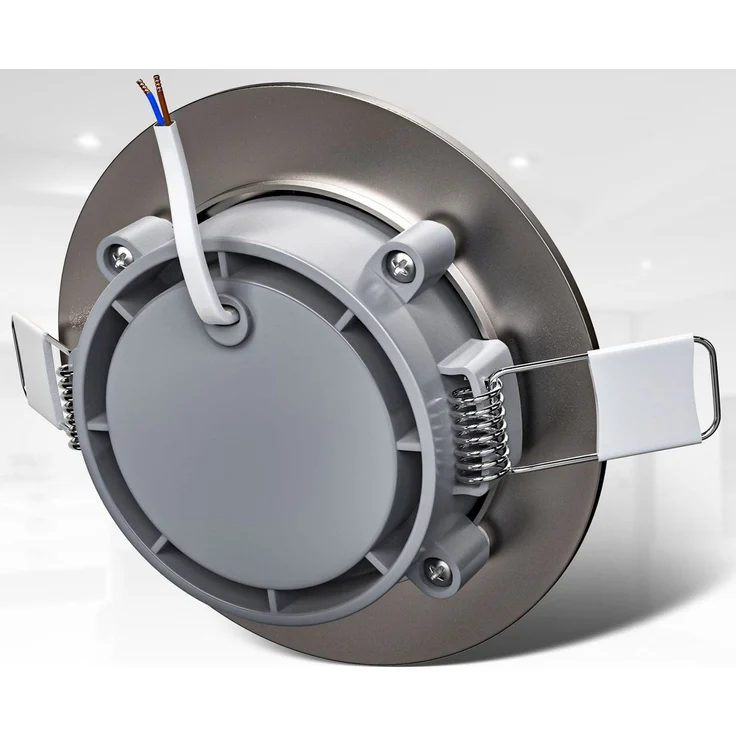 B.K.Licht LED Einbaustrahler LED Bad Einbauleuchten 6er Set Ultra-Flach 25mm - BKL1278, LED fest integriert, Warmweiß, Ø90mm Matt-Nickel 6 x 5W 6x 460 Lumen 3.000K IP44 Badspots Deckenspots – Bild 4