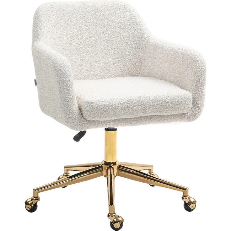 MELAYR, Homeoffice-Stuhl, höhenverstellbarer Bürostuhl mit Rollen, Samtartiger Bezug, 60 x 61 x 88 cm, Cremeweiß – Bild 1