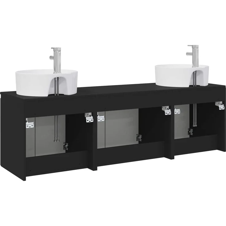 vidaXL Badezimmerschrank-Set 3 stk. Schwarz 161,5 x 44,5 x 82 cm 3405668 – Bild 7