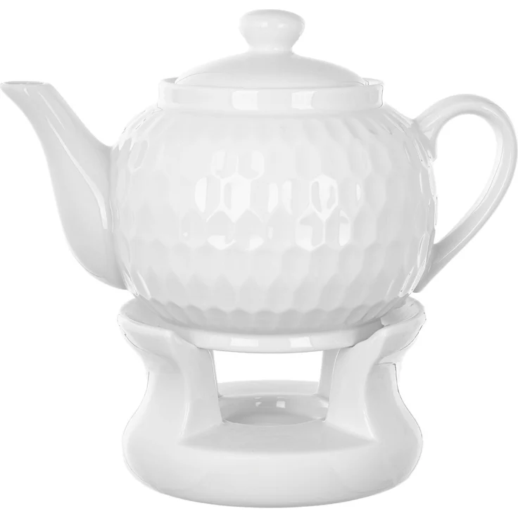 KADAX Teekanne 900ml mit Stövchen Set, Kaffeekanne aus Keramik mit Deckel, Griff und Teestövchen, Kanne mit Teelicht Wärmer für Tee, Teeservice (Weiß II) – Bild 6
