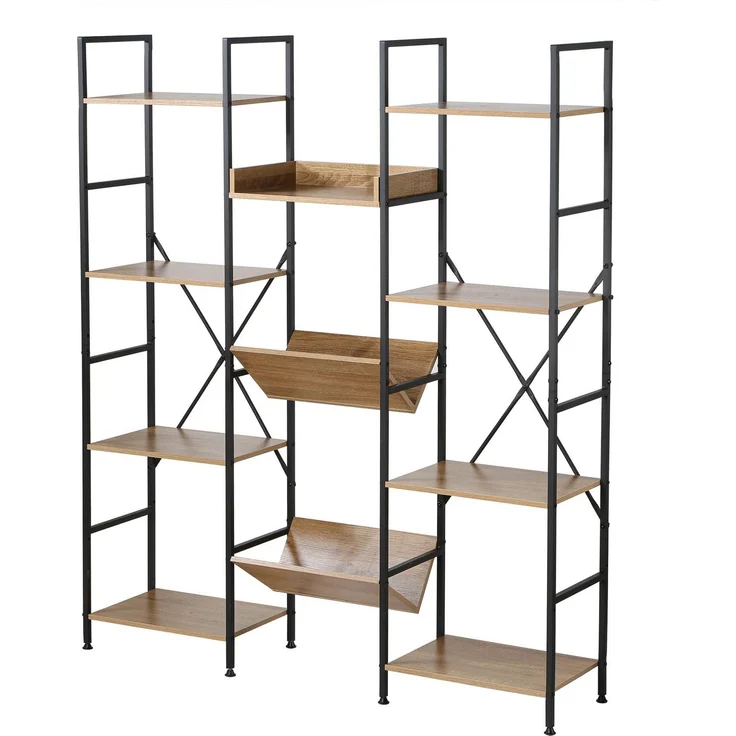 Casâme Regal 11 Ebenen Industrial-Stil - L125 x H150 cm - Helles Holz – Bild 3