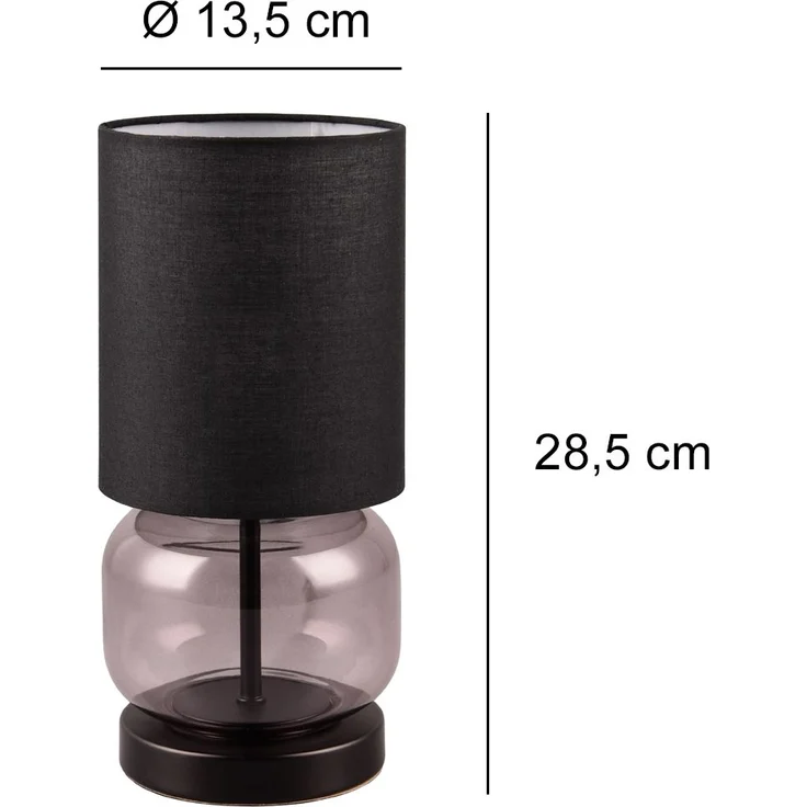 Trio Leuchten LED Tischleuchte Elio E27 rauchfarbig Metall/Glas/Stoff – Bild 4