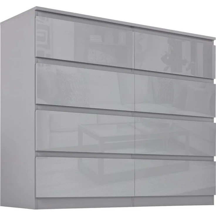 HTI-Living Sideboard Sideboard Kenji 8 Schubladen Hochglanz Grau (Stück, 1 St, 1 Sideboard), Kommode