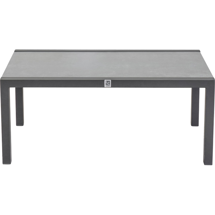 SONDRINO Loungetisch 60x100, Platte-Glas-Keramik Beschichtung Beton optik, 4-Fuß Alu anthrazit – Bild 2