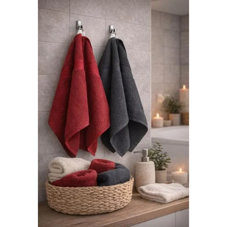 Betz Handtücher 6 Stück Handtuch Set 50 x 100 cm Premium Farbe rubinrot/Graphit Grau, 100% Baumwolle (Set, 6-St) – Bild 9