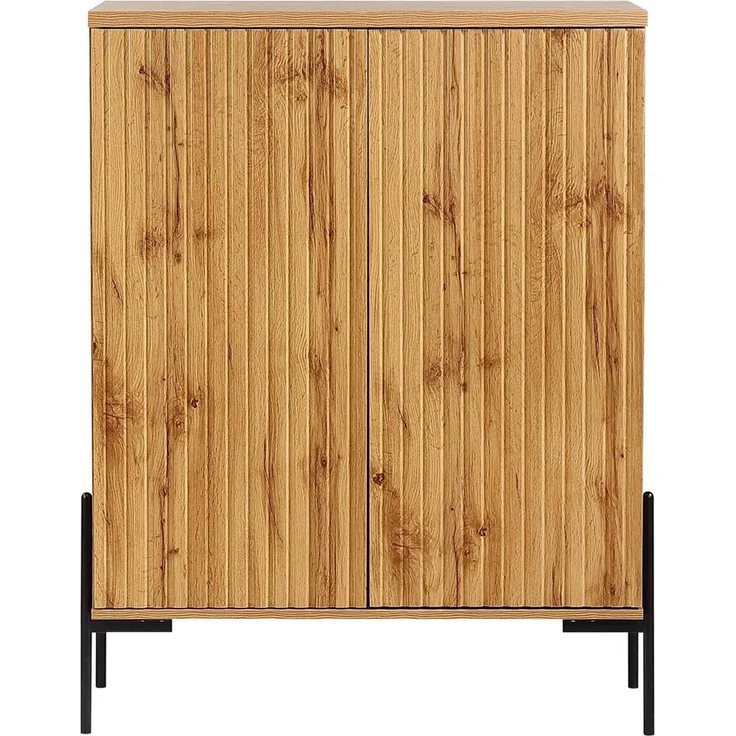 loft24 Highboard Cesar, Schrank mit 2 Türen, Mehrzweckschrank, Eiche Optik, Metallbeine – Bild 3