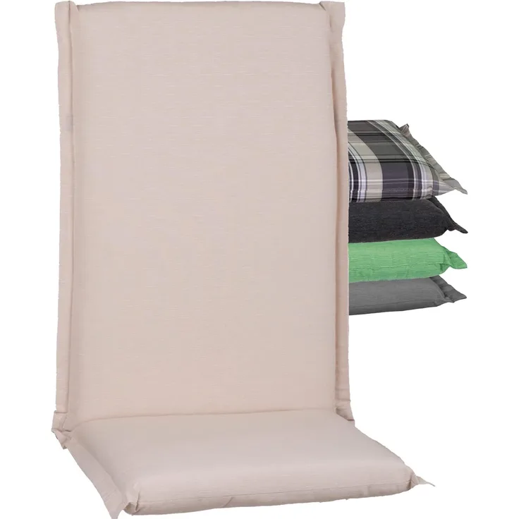 Beo Hochlehner Auflagen Waschbar Ascot | Made in EU Premium Plus Qualität | UV-beständige Gartenstuhlauflagen Hochlehner mit Reißverschluss | Atmungsaktive Stuhlauflagen Hochlehner in Beige