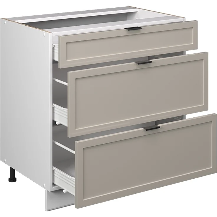 Küchenunterschrank Fame-Line GrauBeige 80 cm mit 3 Schubladen, ohne Arbeitsplatte Vicco – Bild 4