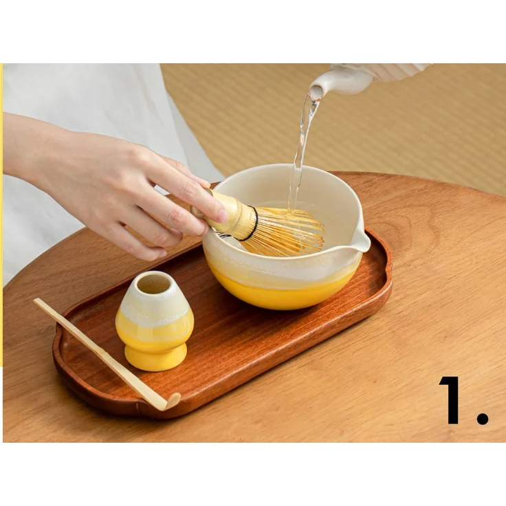 Goodwei Teeservice Matcha Latte Set Fuji Yellow (4-tlg), 1 Personen, Keramik, handgearbeitet – Bild 3