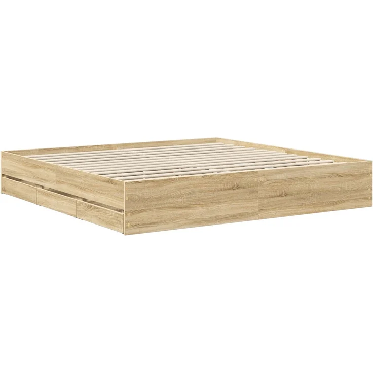 vidaXL Bettrahmen Sonoma-Eiche 200 x 200 cm Ingenieurs Holz 3411480 – Bild 6