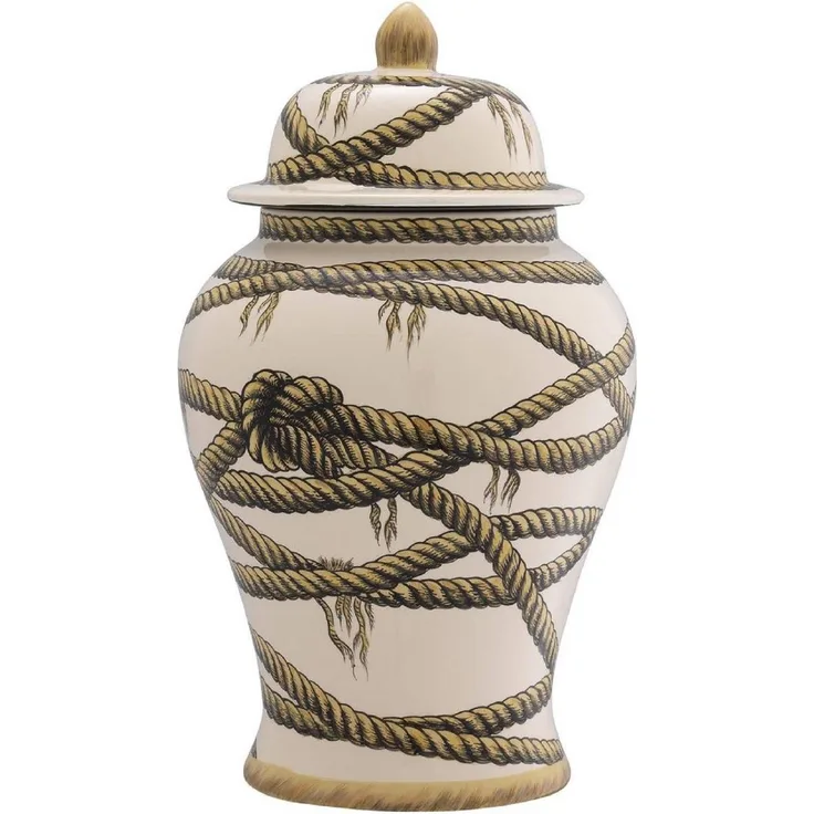 Casa Padrino Luxus Porzellan Vase Beige Ø 23 x H. 43 cm - Runde Blumenvase mit Deckel - Deko Accessoires