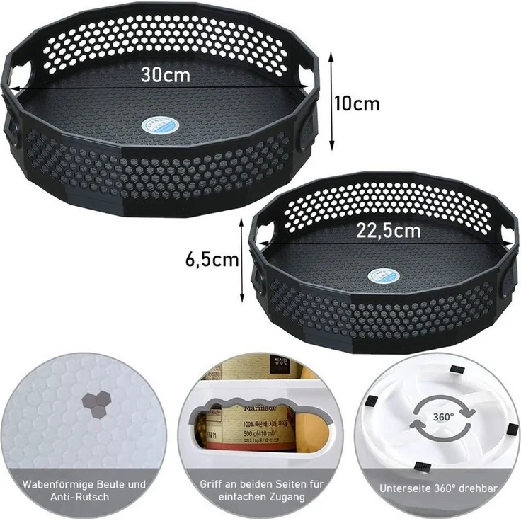 TUWENA Gewürzregal Drehteller Organizer, 2 Stück Lazy Susan Drehbares Gewürzregal Küchen – Bild 2