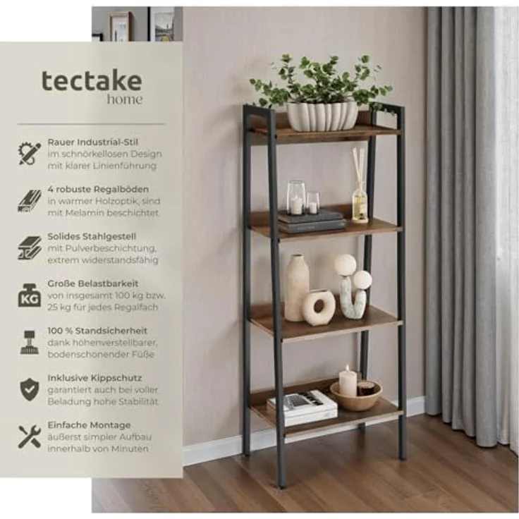 tectake Leiterregal Chatham, Set 1-tlg, Industrial Style – Bild 4
