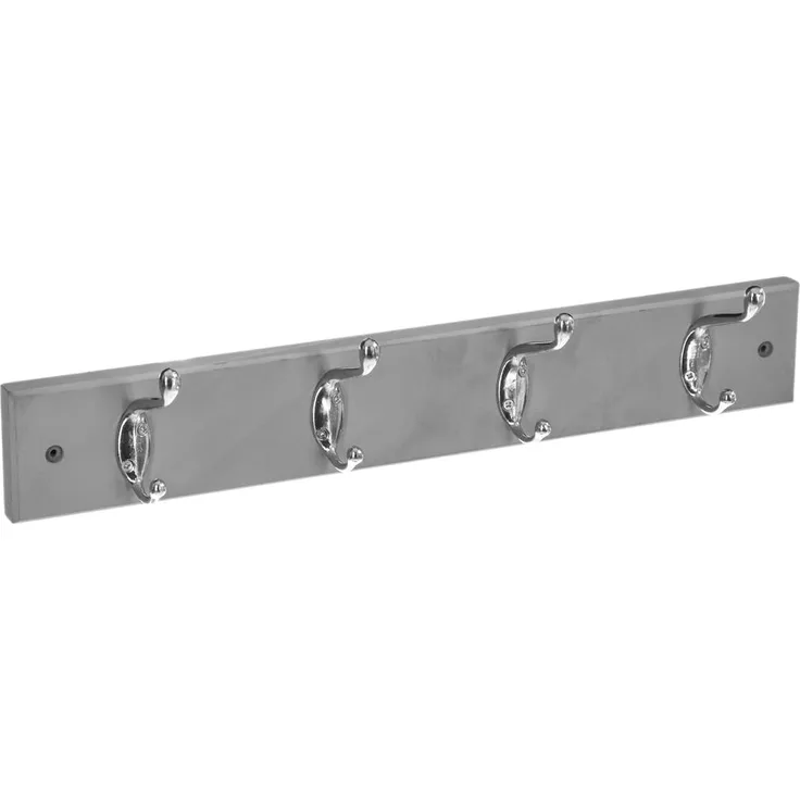 Holzbügel mit 4 Metallhaken, grau