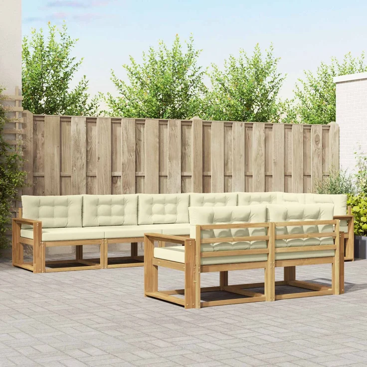 vidaXL Outdoor-Sofagarnitur 6 stk. 8-Sitzer Weiß und Creme Polyester 3386624 – Bild 1