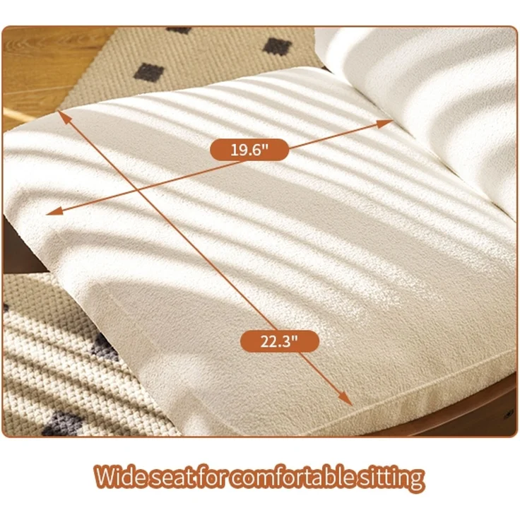 LVHOM Schaukelstuhl mit Massivholz-Gestell, ergonomischer Relaxsessel für Wohnzimmer, Schlafzimmer & Arbeitszimmer, Skandinavisches Design, Chenille, Weiß – Bild 9