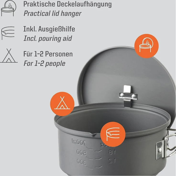 ESBIT Trockenbrennstoff-Kochset Topf Aluminium 1 l Aluminium Aluminium Aluminium – Bild 3