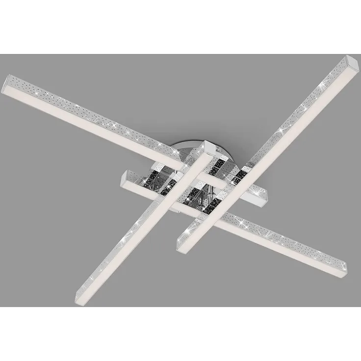 Di-Ka LED Wand- und Deckenleuchte Rey 60x60 cm chrom Glitzereffekt