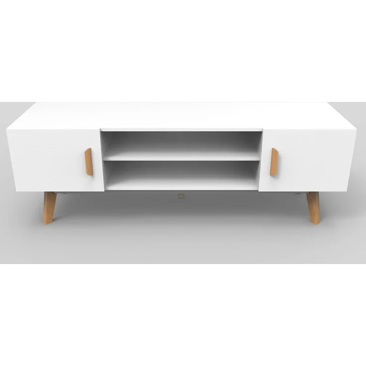 kalb Lowboard Lia weißes TV Lowboard mit integr. Beleuchtung im Skandi Look 150cm – Bild 5