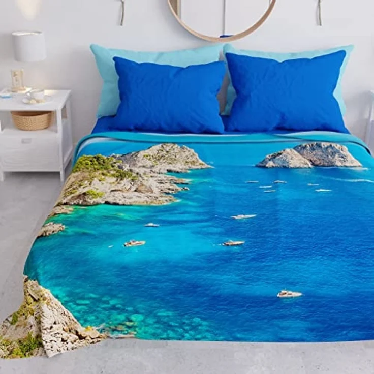 PETTI Artigiani Italiani - Sofaüberwurf aus Mikrofaser, 260x270 cm, Marine-Muster 03 | Mehrzweck-Überwurf für Sofas, Tagesdecke und Tischdecken | Schutzüberwurf waschbar – Bild 1