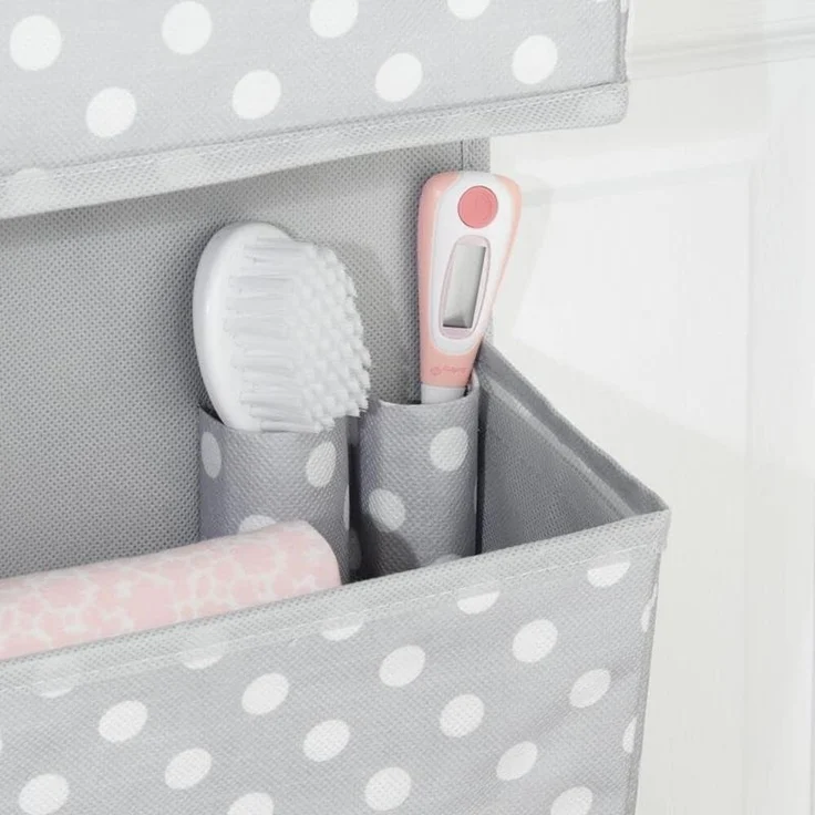 Hängeaufbewahrung Taschengarderobe mDesign Hängesystem mit 3 Taschen Grau/Weiß – Bild 3